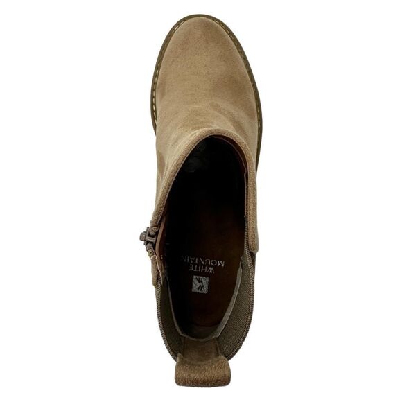 White Mountain Women Dear Chelsea Booties Sand Platform Heel Zip Cushioned  7 - Picture 3 of 10